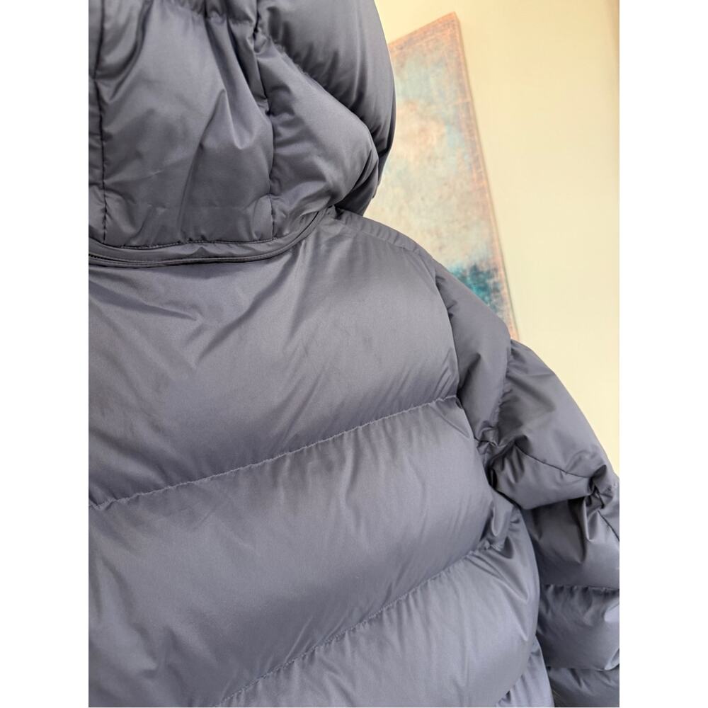 New Quince Responsible Down Long Puffer Coat Women Medium Storm Blue Hooded NWT - Picture 7 of 10